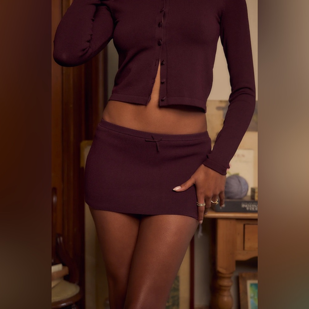 Mirror Palais The Knit Mini Skort Chianti NWT